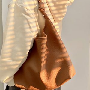 Women's Large Capacity Soft Leather Shoulder Tote Bag - Spring/Summer Commuting Style, Trendy Niche Design