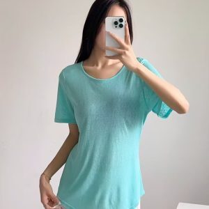 Women’s Lightweight Draped Back Sports T-Shirt - Breathable Short Sleeve Yoga Top for Spring & Summer, Ideal for Jazz Dance and Fitness