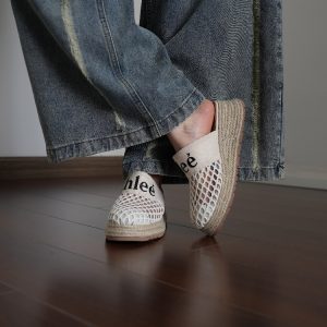 Women’s Mesh Toe Cap Slippers - Flat Thick-Soled, Height-Increasing, Simple Versatile Half-Drag Straw Woven Design