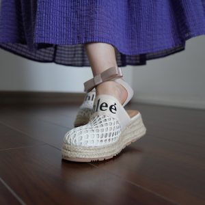 Women’s Mesh Toe Cap Slippers - Flat Thick-Soled, Height-Increasing, Simple Versatile Half-Drag Straw Woven Design