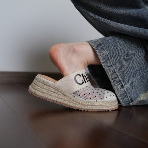 Women’s Mesh Toe Cap Slippers - Flat Thick-Soled, Height-Increasing, Simple Versatile Half-Drag Straw Woven Design