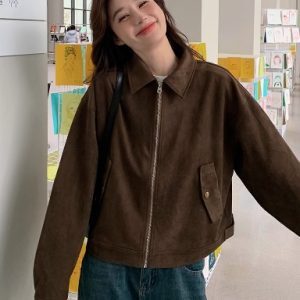 Women's Mila Short Suede Jacket - Vintage American Chic, Cool Leather Style for Spring and Autumn