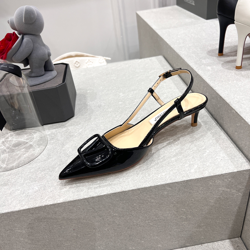 Women's Patent Leather High Heel Sandals with Toe Strap - Comfortable Forest Style Shoes for Summer Outings