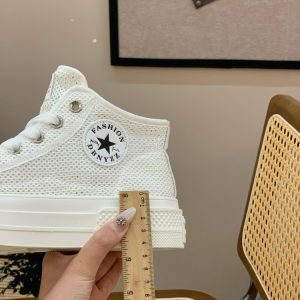 Women's Platform High-Top Sneakers, Trendy Lace-Up Casual Shoes for Summer 2025, Breathable White Design
