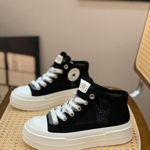 Women's Platform High-Top Sneakers, Trendy Lace-Up Casual Shoes for Summer 2025, Breathable White Design