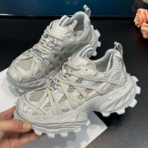 Women's Platform Thick-Soled Dad Shoes - Breathable Lace-Up Mesh Sneakers for Spring/Summer 2025 Casual Sports Trend