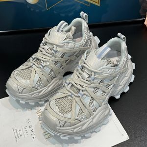 Women's Platform Thick-Soled Dad Shoes - Breathable Lace-Up Mesh Sneakers for Spring/Summer 2025 Casual Sports Trend