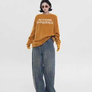 Women's Printed Fleece Round Neck Long Sleeve T-Shirt - Winter Korean Style Versatile Loose Warm Base Layer Top