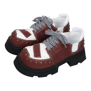 Women's Punk Derby Shoes - 2025 Summer Slim-Fit Leather with Thick Soles, Dark Aesthetic, Trendy Footwear