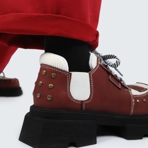 Women's Punk Derby Shoes - 2025 Summer Slim-Fit Leather with Thick Soles, Dark Aesthetic, Trendy Footwear
