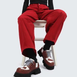 Women's Punk Derby Shoes - 2025 Summer Slim-Fit Leather with Thick Soles, Dark Aesthetic, Trendy Footwear