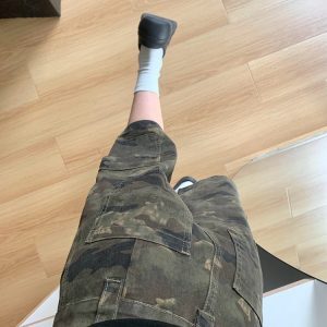 Women's Retro Camouflage Work Shorts - American Style Loose Denim Capris for Summer High Street Fashion