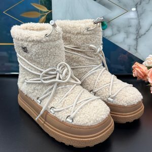 Women's Retro Furry Snow Boots 2024 - Warm Mid-Calf Round Toe Flat Cotton Winter Boots