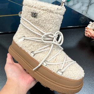 Women's Retro Furry Snow Boots 2024 - Warm Mid-Calf Round Toe Flat Cotton Winter Boots