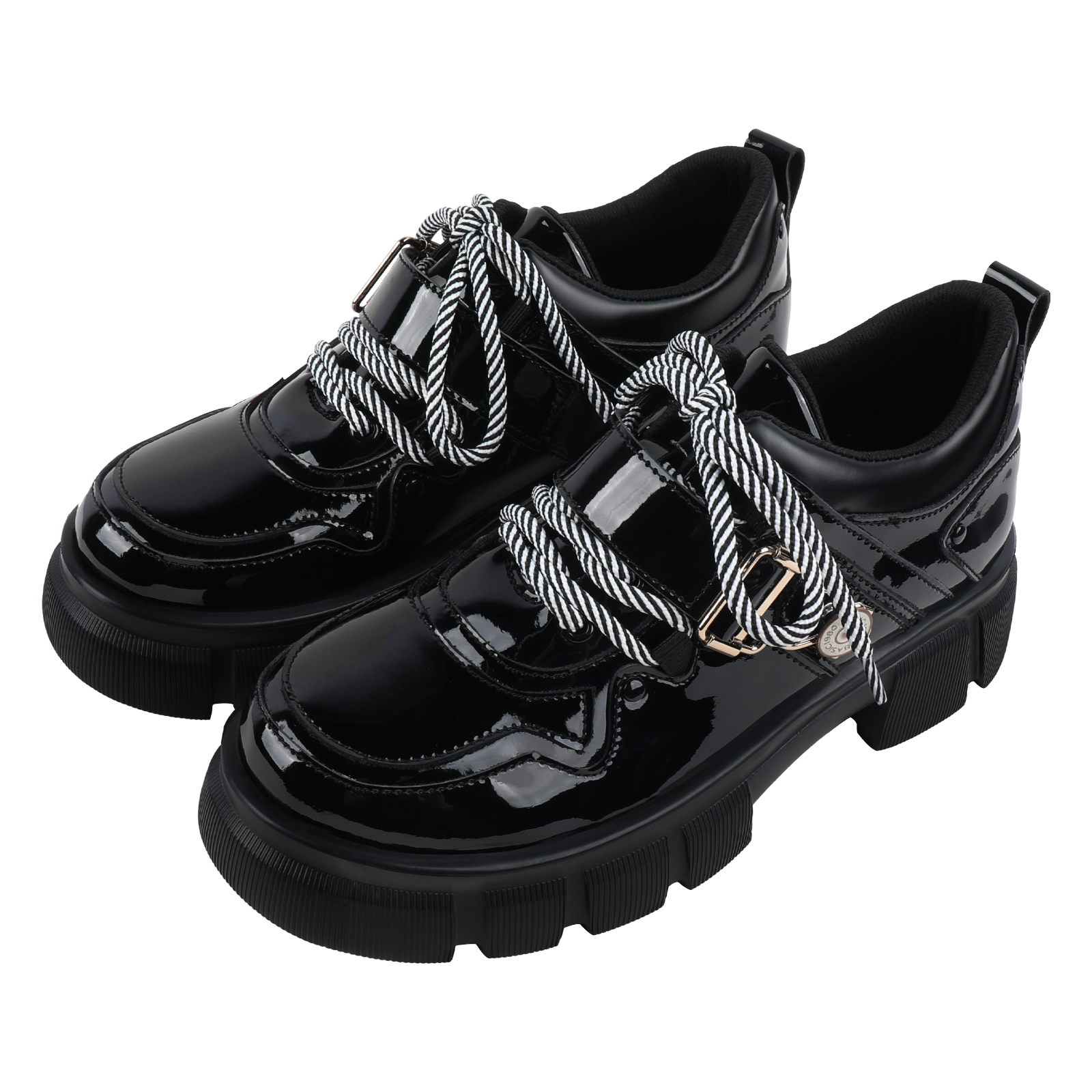 Women's Retro Lace-Up Thick-Soled Sports Shoes - Sweet Black Big Toe Sneakers for Spring/Summer 2025