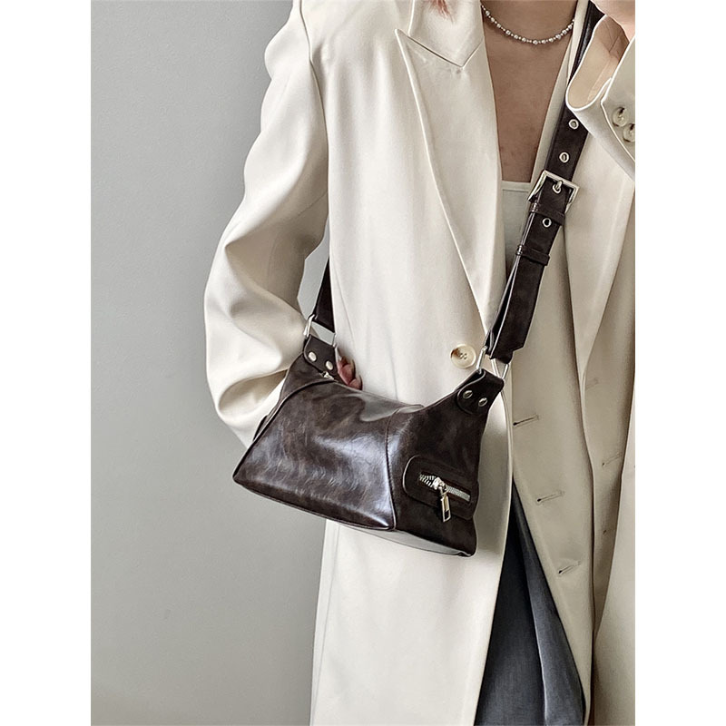 Women's Retro Motorcycle Crossbody Bag - Spring/Summer 2025 High-End Niche Design Shoulder Bag