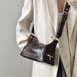 Women's Retro Motorcycle Crossbody Bag - Spring/Summer 2025 High-End Niche Design Shoulder Bag