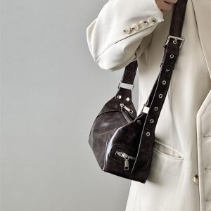 Women's Retro Motorcycle Crossbody Bag - Spring/Summer 2025 High-End Niche Design Shoulder Bag
