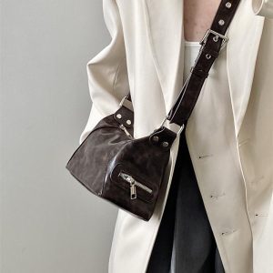 Women's Retro Motorcycle Crossbody Bag - Spring/Summer 2025 High-End Niche Design Shoulder Bag
