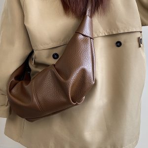 Women's Retro Soft Leather Wrinkled Dumpling Bag - Lazy Style Shoulder Crossbody Bag for 2025 Fashion