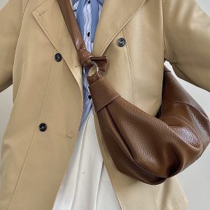 Women's Retro Soft Leather Wrinkled Dumpling Bag - Lazy Style Shoulder Crossbody Bag for 2025 Fashion