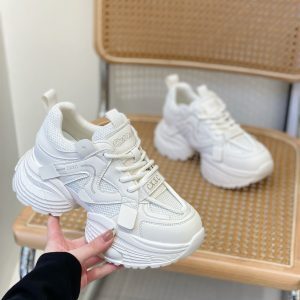 Women’s Retro Thick-Soled Dad Shoes - 6cm Small Size, Breathable Mesh, Genuine Leather, 2025 Spring Casual Sports Footwear