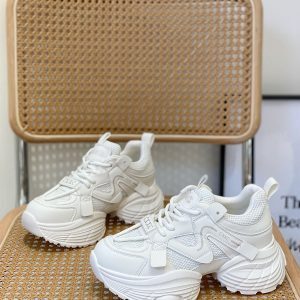 Women’s Retro Thick-Soled Dad Shoes - 6cm Small Size, Breathable Mesh, Genuine Leather, 2025 Spring Casual Sports Footwear