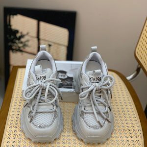 Women's Rhinestone-Embellished Dad Shoes, Lightweight Thick-Soled Casual Sneakers, Breathable Mesh for Summer 2025 Style