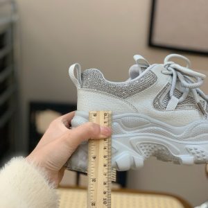 Women's Rhinestone-Embellished Dad Shoes, Lightweight Thick-Soled Casual Sneakers, Breathable Mesh for Summer 2025 Style
