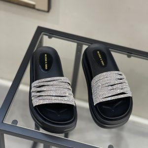 Women's Rhinestone Open-Toe Slide Sandals - 2025 Summer Lightweight Platform Beach Slippers, Versatile Thick-Soled Style