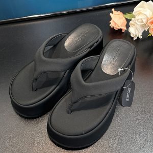 Women's Short-Height Increasing Silver Flip-Flops - 2025 Summer Versatile Sandals for Beach and Casual Wear