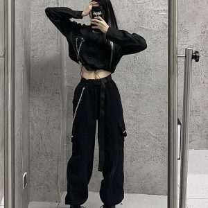 Women's Silver Long Sleeve Kpop Jazz Dance Shirt - Waist-Cinching Top for Street Performance - 2024 Trendy Style