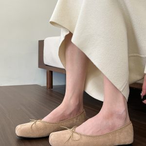 Women's Silver Soft Leather Flat Shoes with Bow - Spring/Summer 2024 Fashion, Chic Style, Comfortable Footwear