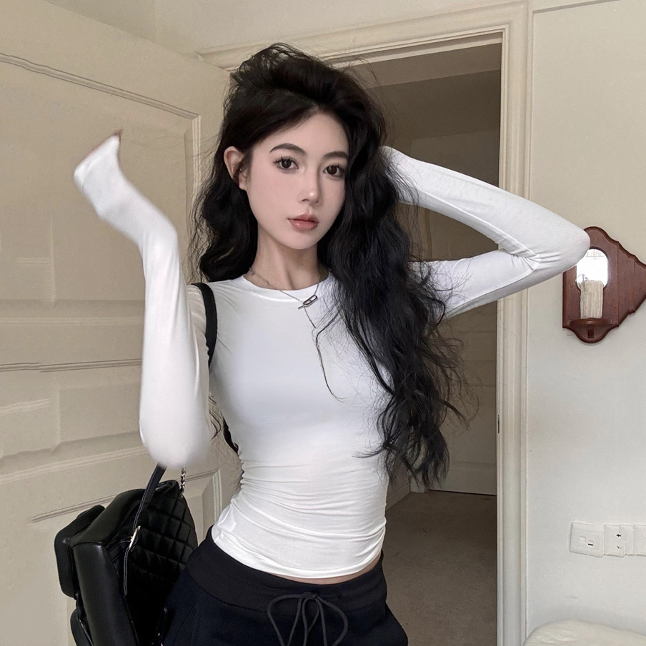 Women's Slim Fit Jazz Dance Top - Niche Thin Base Layer K-Pop Style Short Shirt for Girl Group Music Festival Outfits