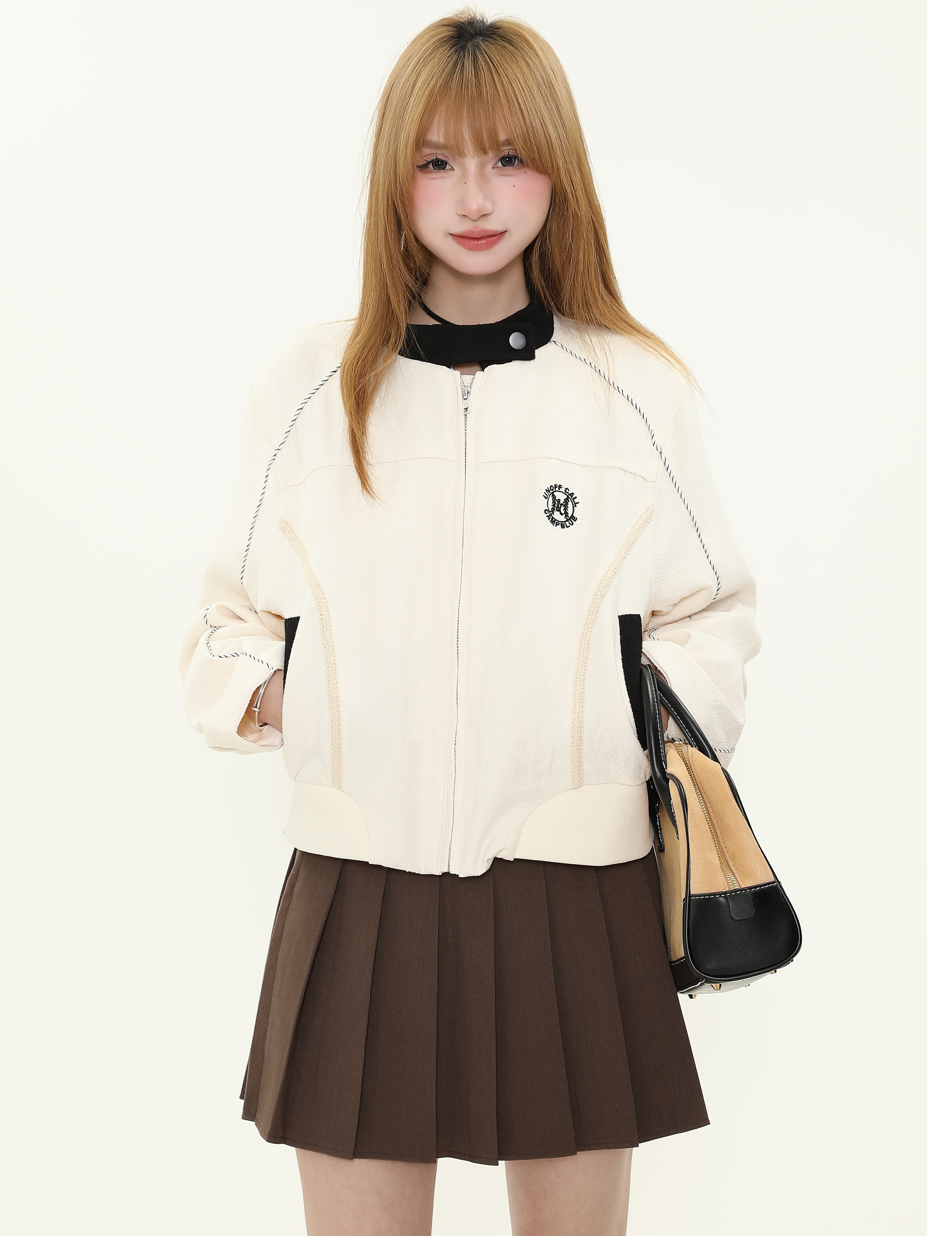 Women's Slim Fit Zipper Baseball Jacket - American Street Style, Cool Casual Outerwear for Spring & Autumn
