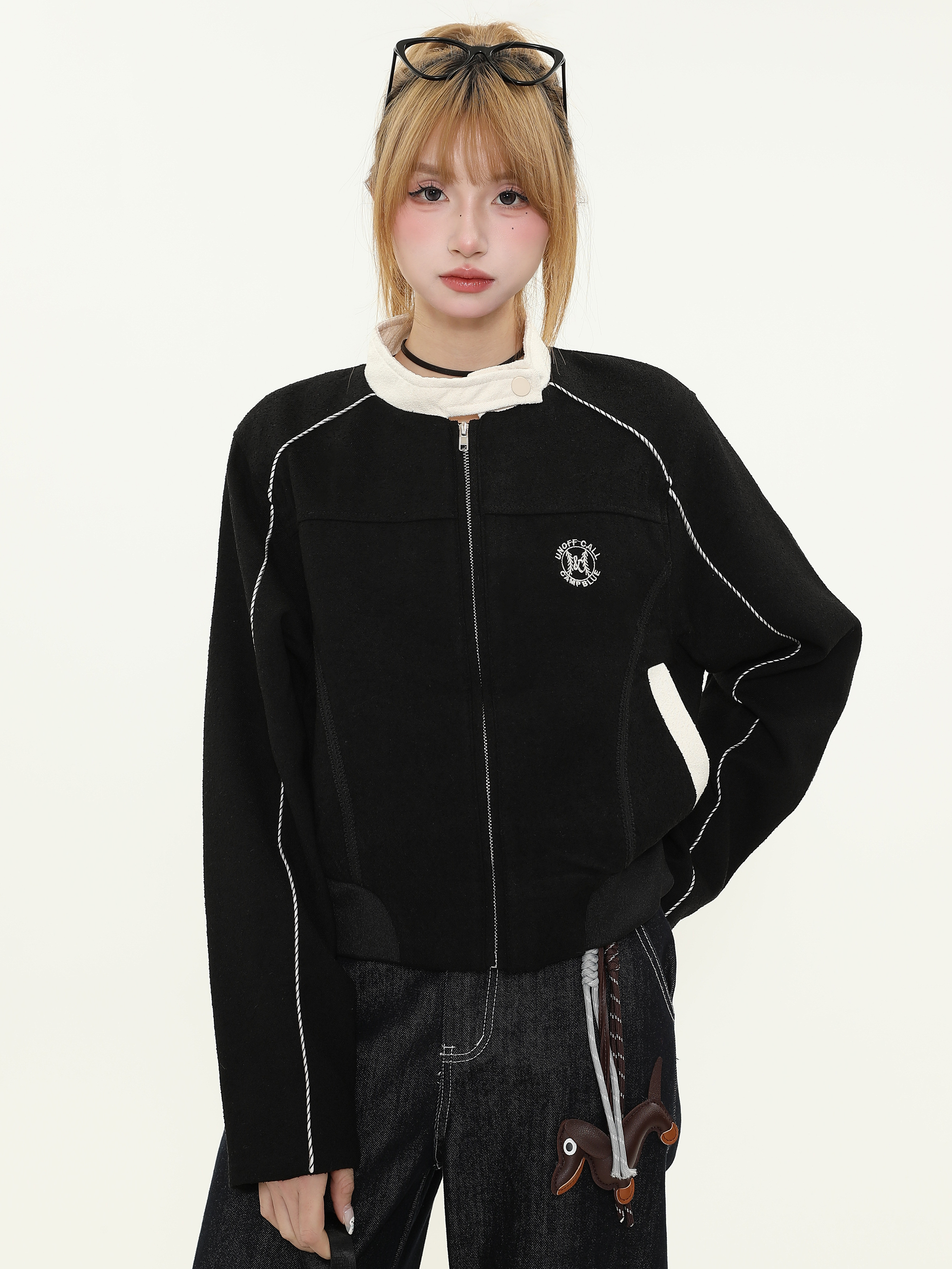 Women's Slim Fit Zipper Baseball Jacket - American Street Style, Cool Casual Outerwear for Spring & Autumn