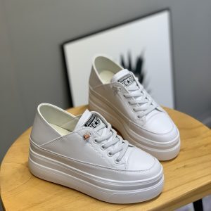 Women's Slip-On Two-Way Height-Increasing White Sneakers, 8CM Thick Sole Casual Round-Toe Autumn Sports Shoes