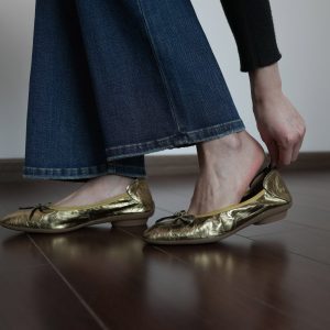 Women's Spring Gold Flat Low-Heeled Loafers with Bow - Ultra-Soft Commuting Shoes for Everyday Style