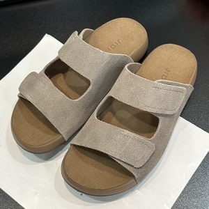 Women's Suede Retro Thick-Soled Half Slippers with Velcro Strap - Casual Cool Summer Footwear for Outdoor Wear 2025