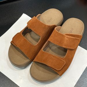 Women's Suede Retro Thick-Soled Half Slippers with Velcro Strap - Casual Cool Summer Footwear for Outdoor Wear 2025