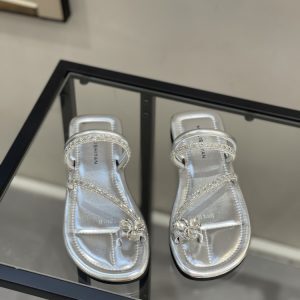 Women's Summer Low-Heeled Rhinestone Roman Sandals with Toe Loop - 2025 Fairy Vibe Outdoor Flip-Flops for Gentle Temperament