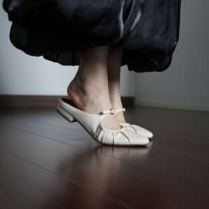 Women's Summer Open-Toe Flat Sandals with One-Strap Buckle – Metallic Gold and Silver – Chic Y2K Style Footwear
