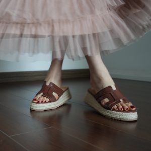 Women's Summer Open-Toe Slide Sandals - Thick-Soled Height-Increasing Straw Woven Fisherman Half-Slippers