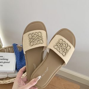 Women's Summer Outdoor Slippers 2025 - Retro Woven Slip-On Sandals with Thick Sole for Stylish Comfort
