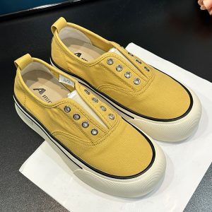 Women's Thick-Soled Elastic Slip-On Canvas Sneakers - Breathable Height-Increasing Casual Shoes, 2025 Trendy Board Shoes