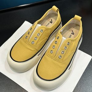 Women's Thick-Soled Elastic Slip-On Canvas Sneakers - Breathable Height-Increasing Casual Shoes, 2025 Trendy Board Shoes