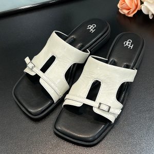 Women's Thick-Soled Slide Sandals with Square Toe - Chunky Heel, Open Toe, Casual Summer Style, Versatile Footwear for 2025