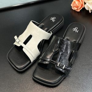 Women's Thick-Soled Slide Sandals with Square Toe - Chunky Heel, Open Toe, Casual Summer Style, Versatile Footwear for 2025