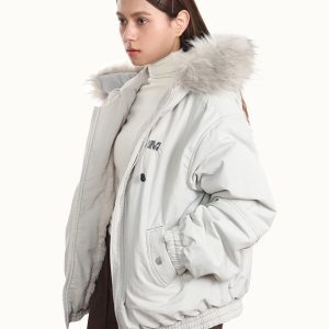 Women's Thickened Fleece-Lined Hooded Jacket - American Style Winter Loose Parka Cotton Coat