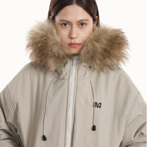 Women's Thickened Fleece-Lined Hooded Jacket - American Style Winter Loose Parka Cotton Coat
